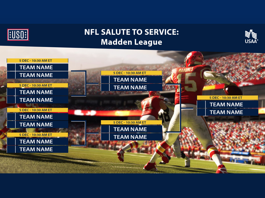 Salute to Service Madden League PlayStation top sixteen bracket